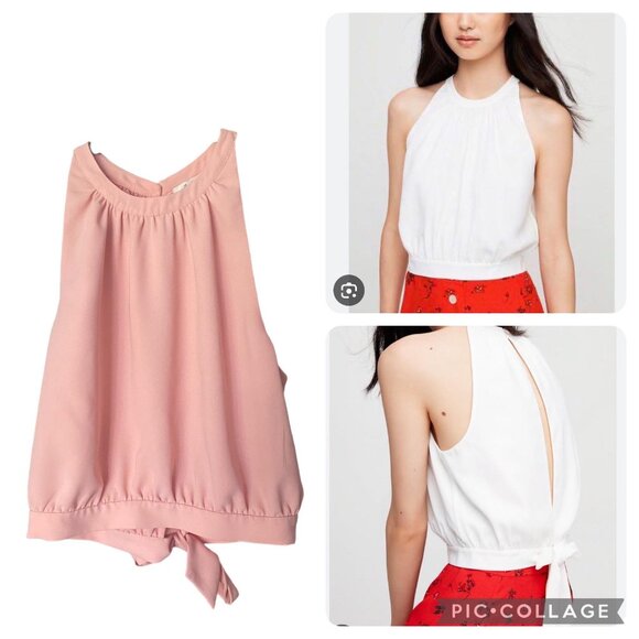ARITZIA Wilfred Light Peach Patrice Halter Open Back Top Size M - Picture 1 of 6